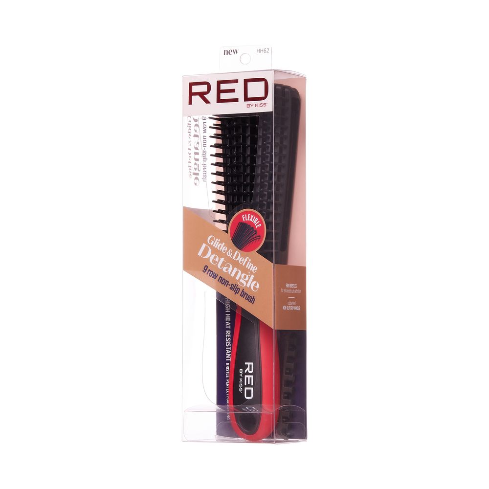 RED EZ Glide Detangling Brush 9 Row Black