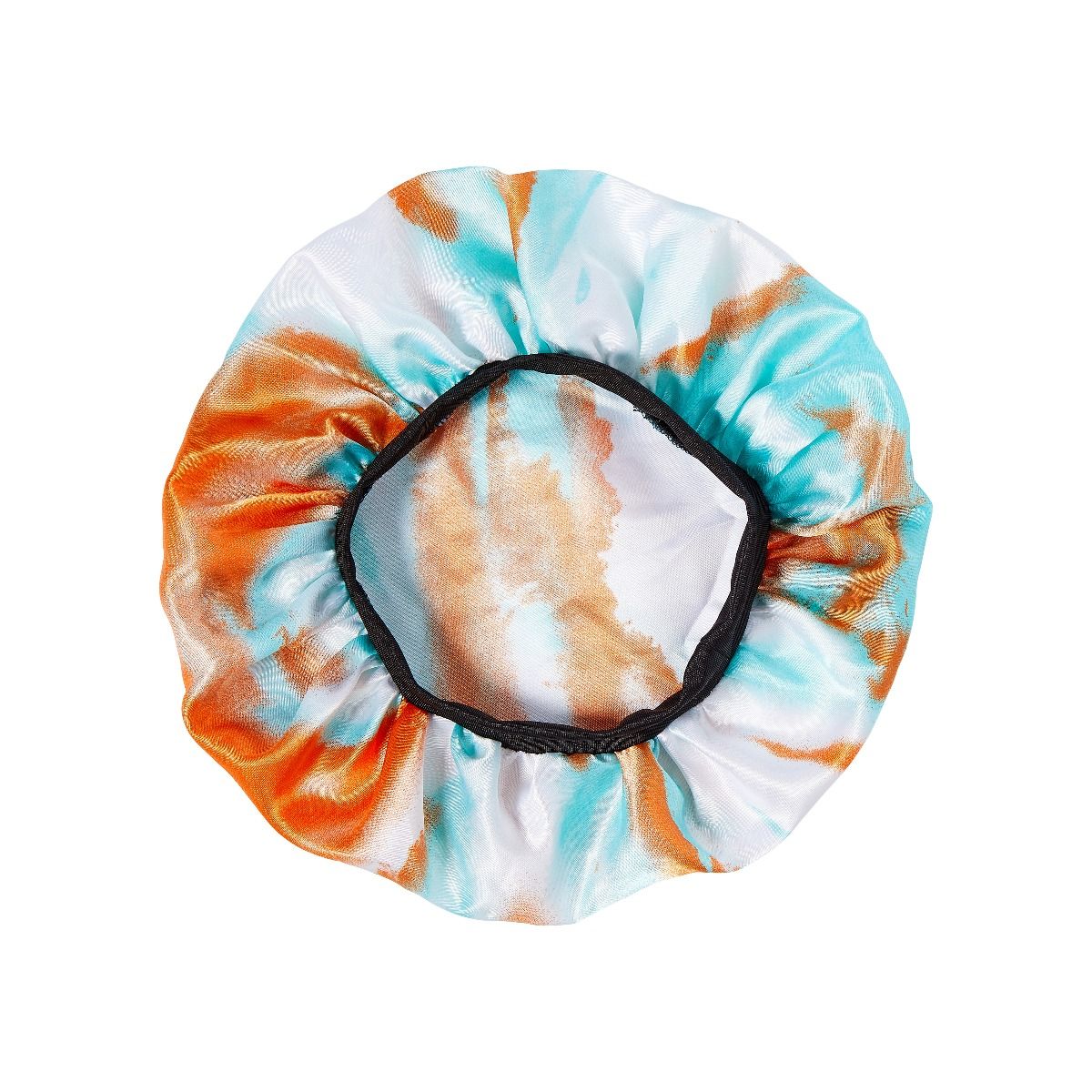 RED Kids Satin Bonnet Wide Band Tie Dye Orange & Blue