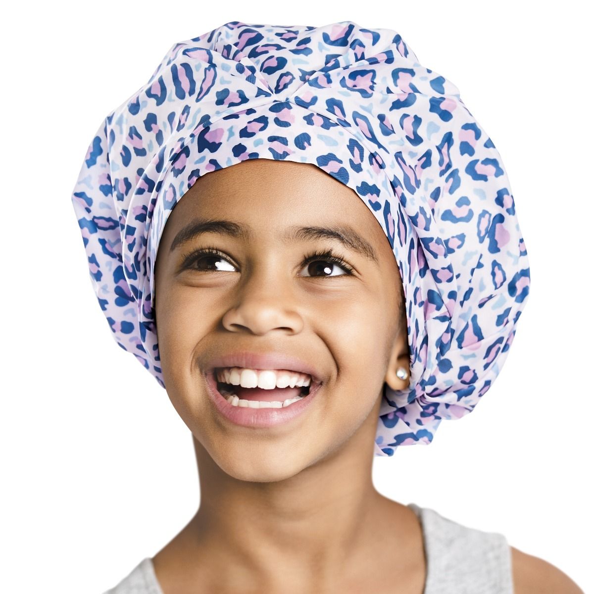 Red Kids Premium Shower Cap Leopard