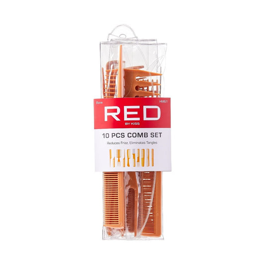 RED 10pcs Set Comb Bone