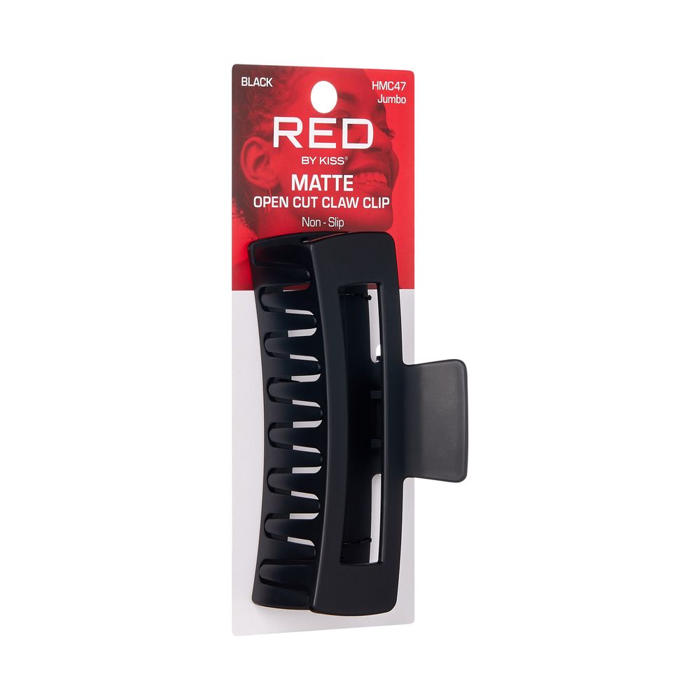 RED Open Cut Claw Clip Jumbo Matte Black