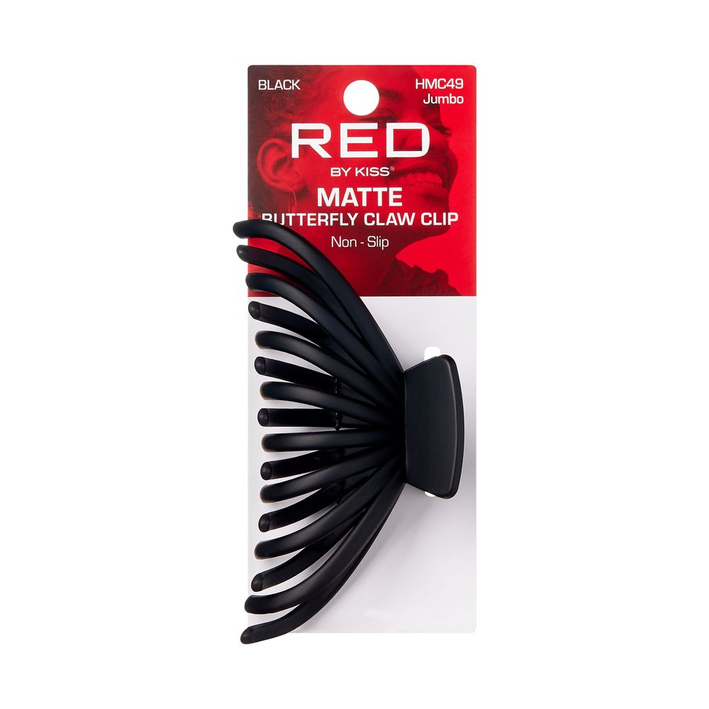 RED Butterfly Claw Clip Jumbo Matte Black