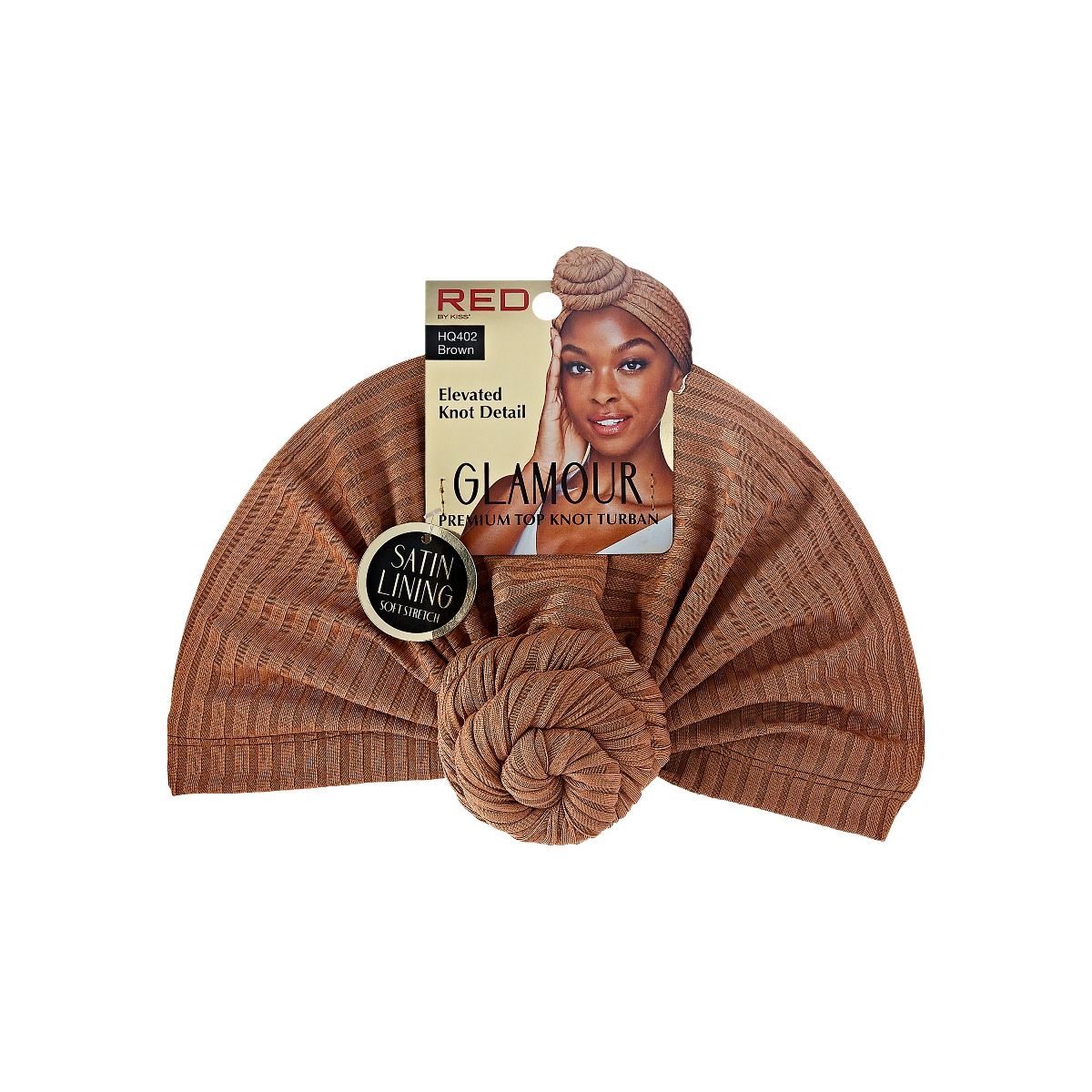 RED Glamour Knot Turban Brown