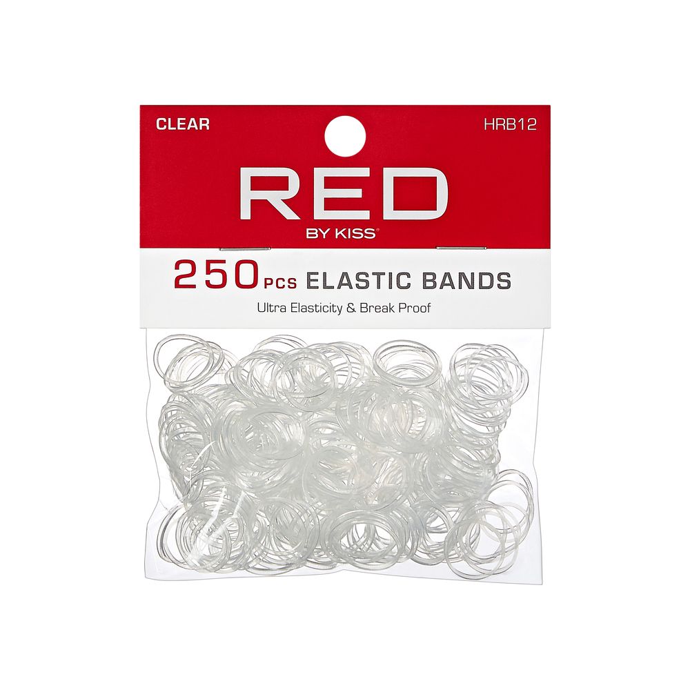 RED Plastic Elastic Bands Clear