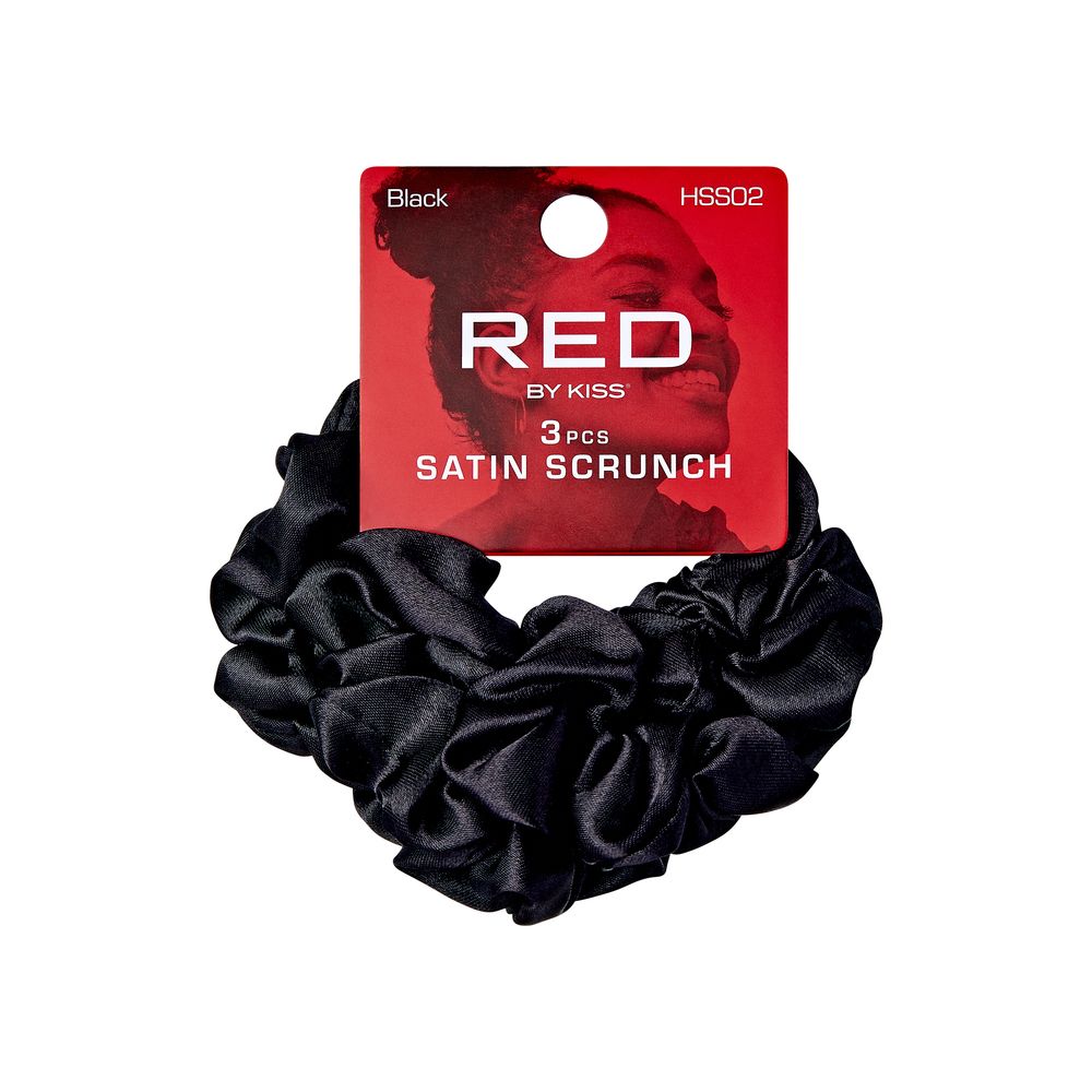 RED Satin Black Scrunch 3 pcs