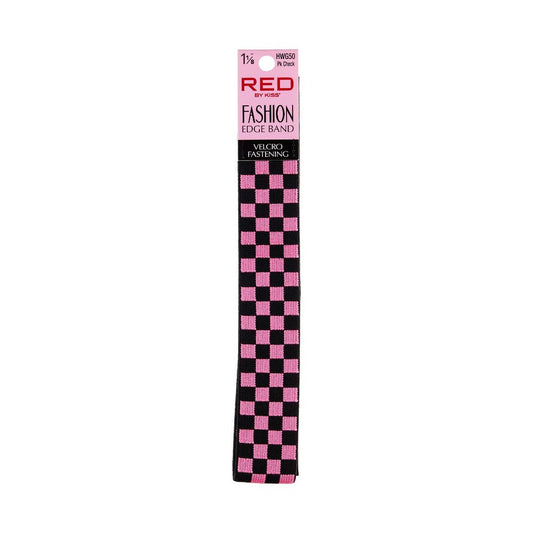 Red Fashion Edge Wig Band Elastic Pink Checker