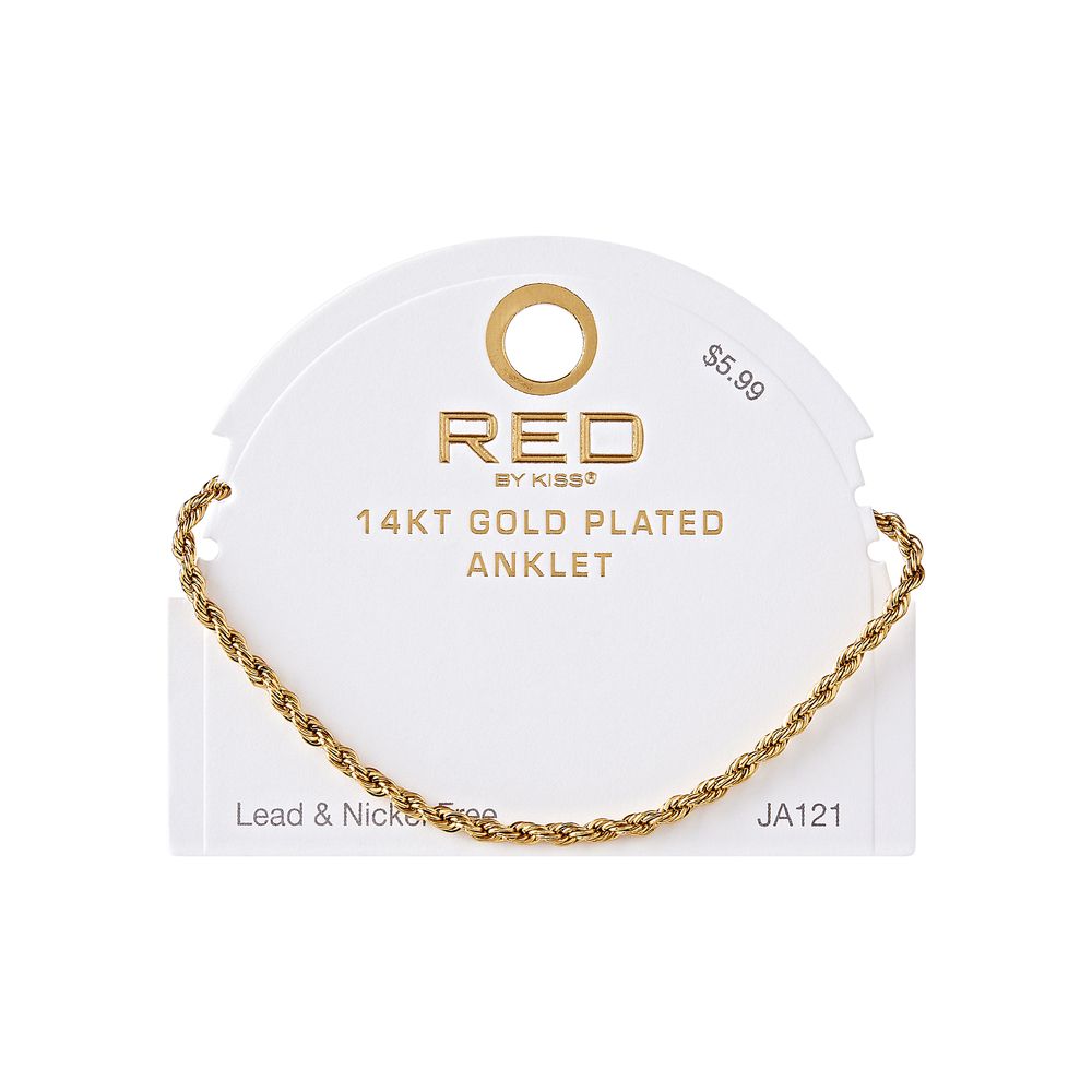 RED Gold Chain Anklet - Rope 3mm