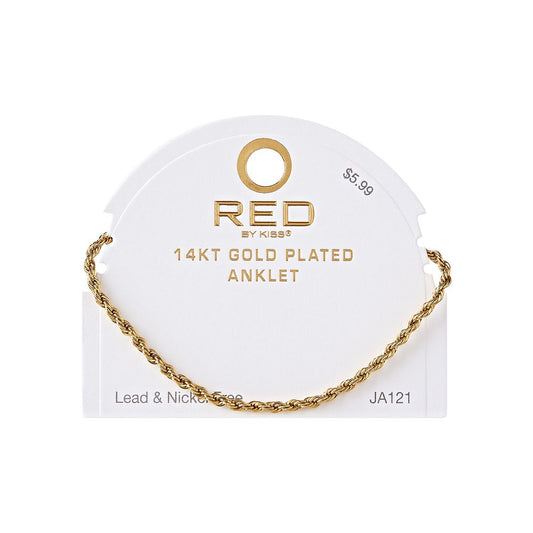 RED Gold Chain Anklet - Rope 3mm