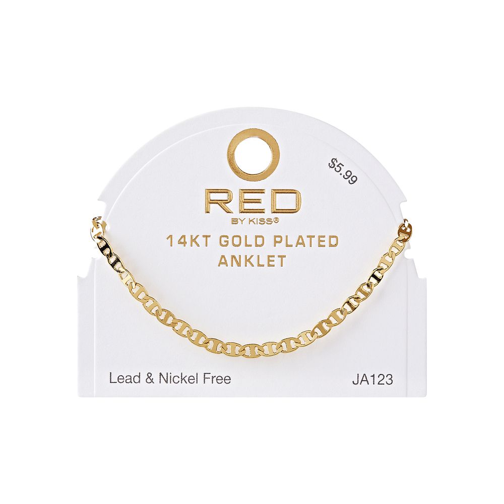 RED Gold Chain Anklet - Anchor 4mm