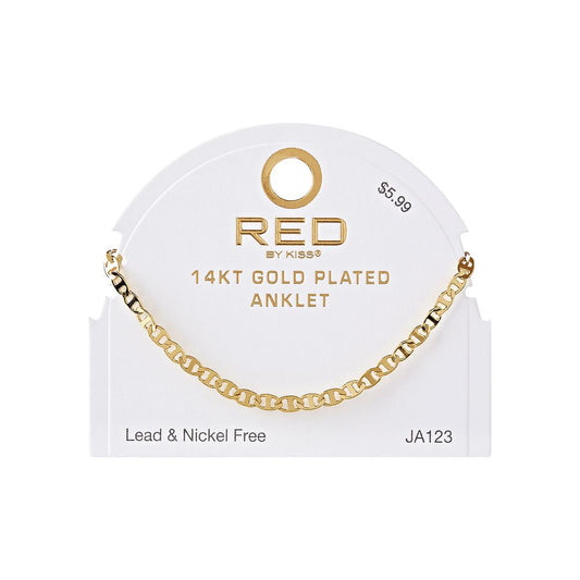 RED Gold Chain Anklet - Anchor 4mm