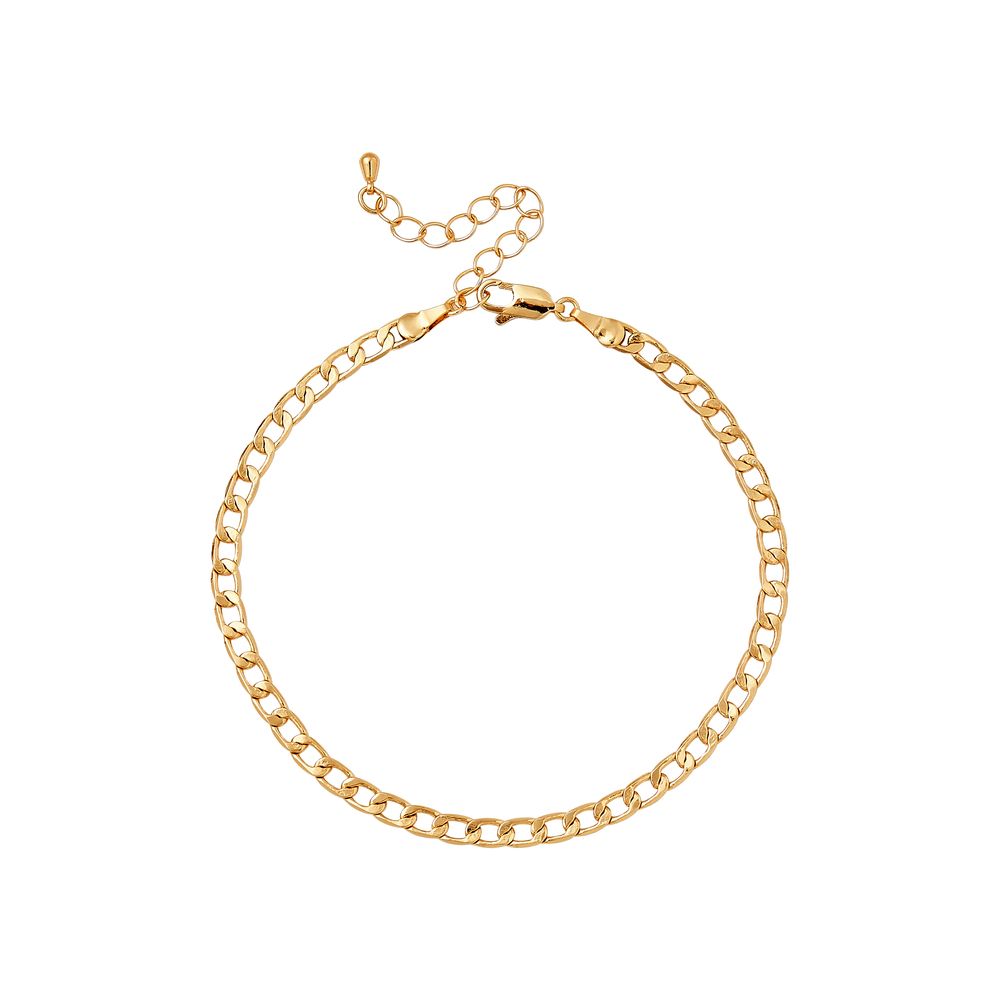 RED Gold Chain Anklet - Smooth FG Oval 4mm