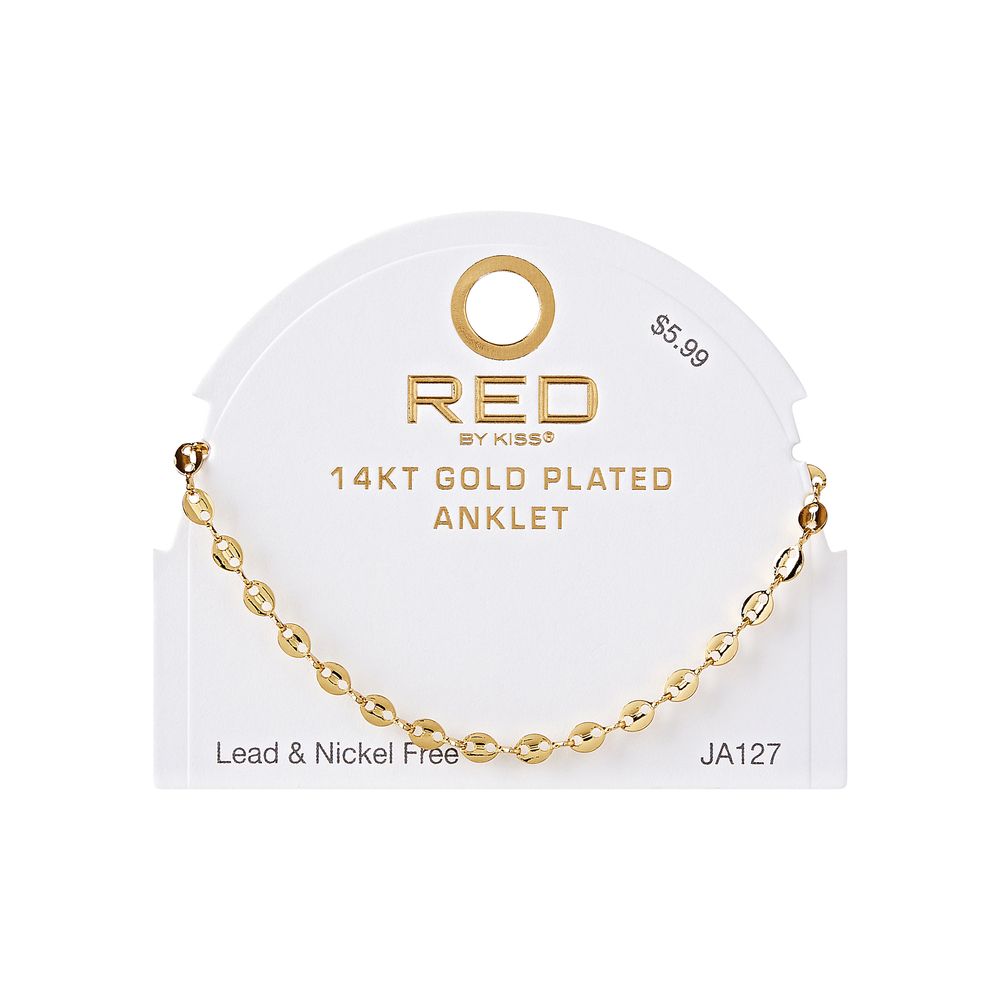 RED Gold Chain Anklet - Mariner 4mm