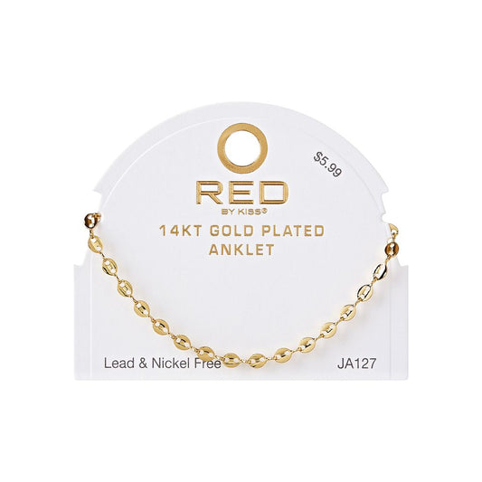 RED Gold Chain Anklet - Mariner 4mm