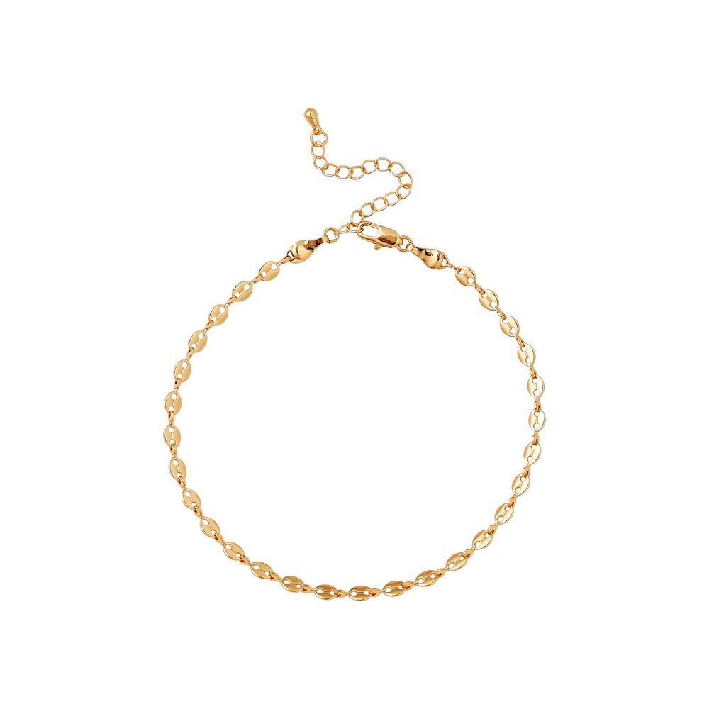 RED Gold Chain Anklet - Mariner 4mm