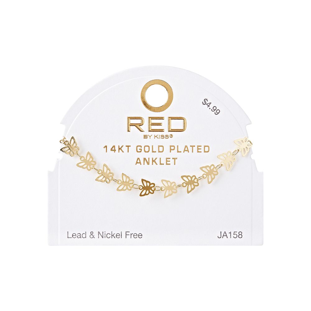 RED Gold Fashion Anklet - Dainty Butterfly