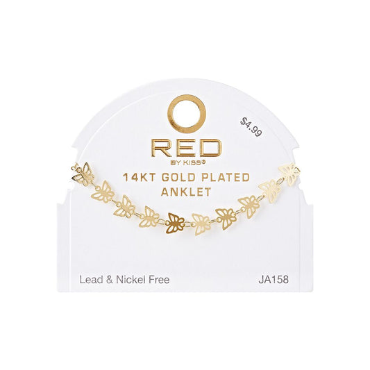 RED Gold Fashion Anklet - Dainty Butterfly