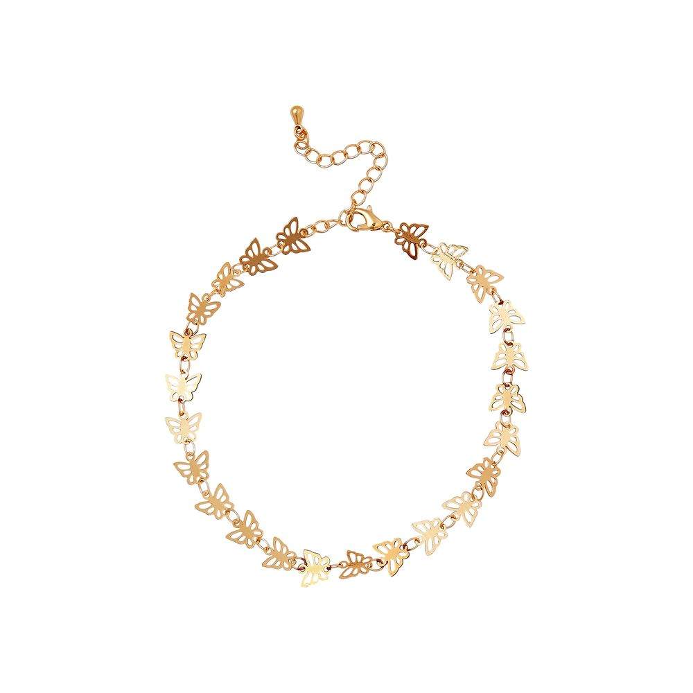 RED Gold Fashion Anklet - Dainty Butterfly