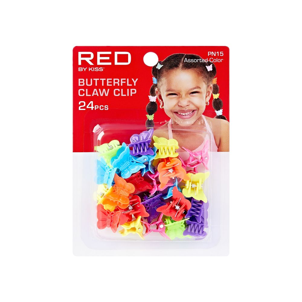 RED Kids Butterfly Claw Clips 24 pcs