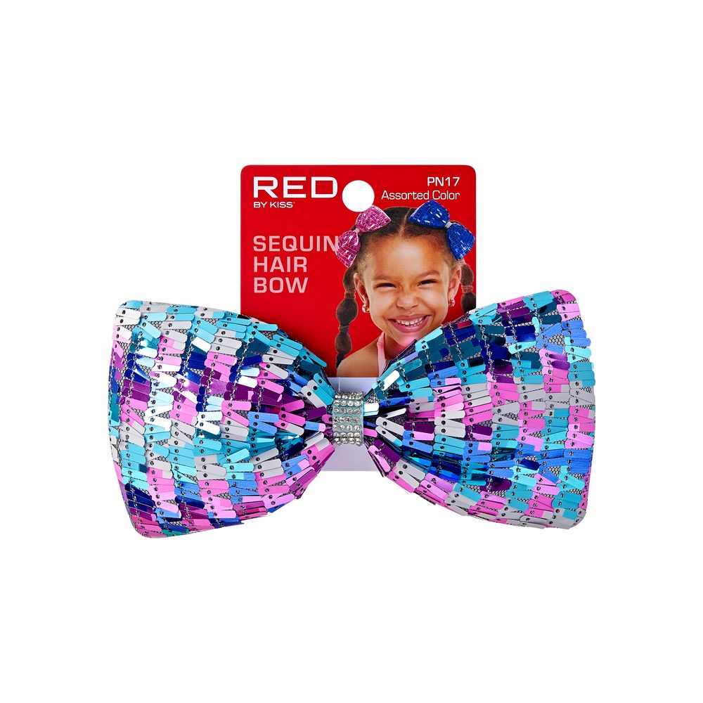 RED Kids Hair Bows Sequin