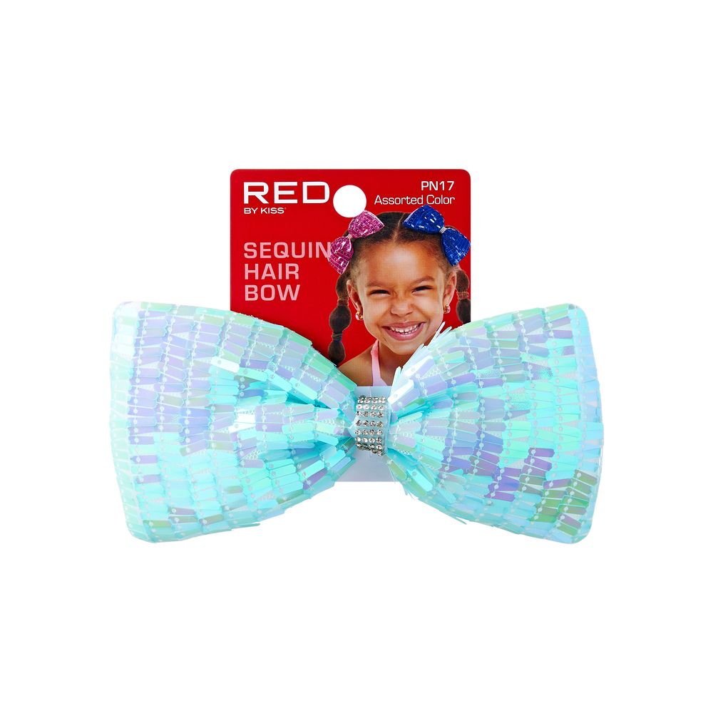 RED Kids Hair Bows Sequin