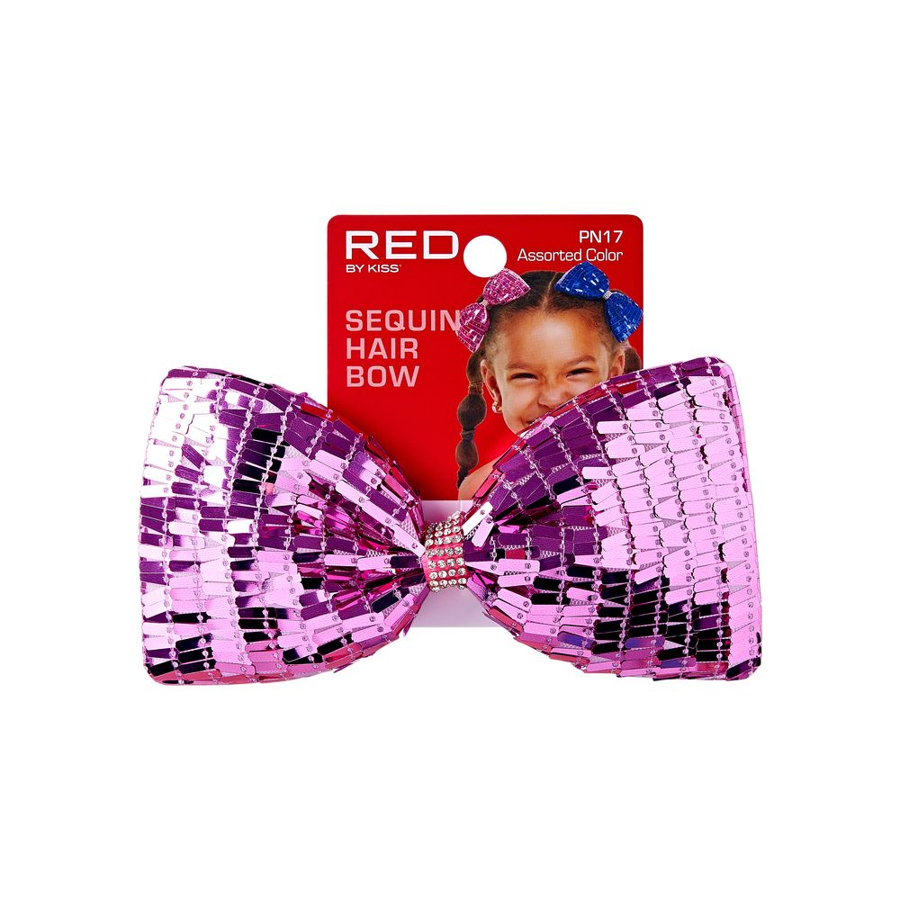 RED Kids Hair Bows Sequin