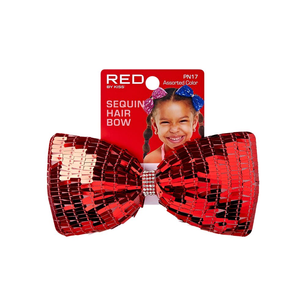 RED Kids Hair Bows Sequin