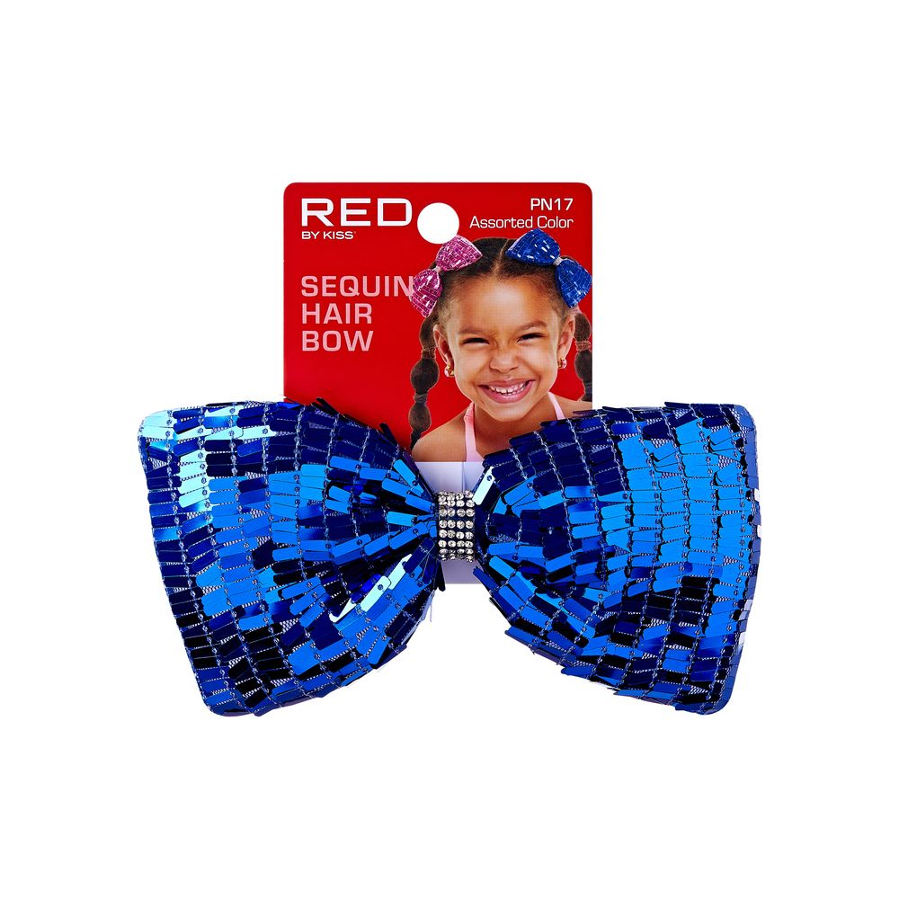 RED Kids Hair Bows Sequin