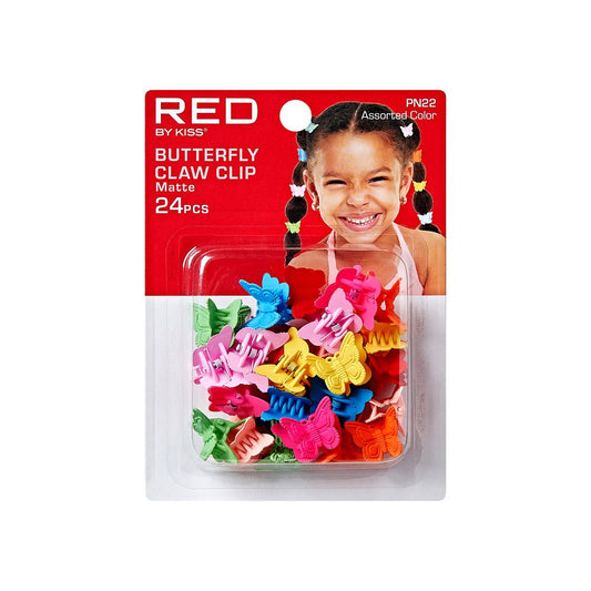 RED Kids Butterfly Claw Clips Matte 24 pcs