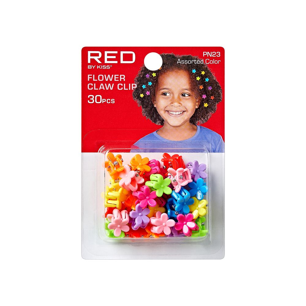 RED Kids Flower Claw Clips 30 pcs