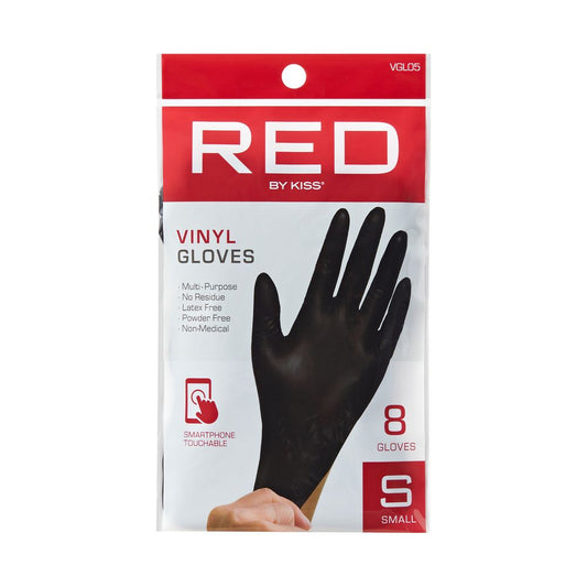 RED Black Vinyl Gloves 8 pcs- Black