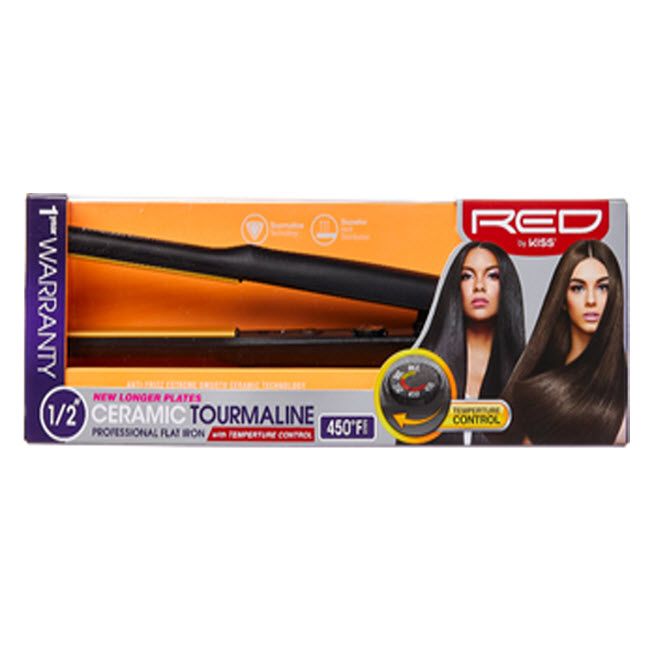 Red Ceramic Tourmaline Flat Iron Temperature Control 1/2"