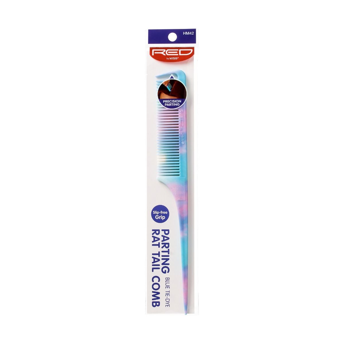 RED Blue Tie Dye Parting Rat Tail Comb