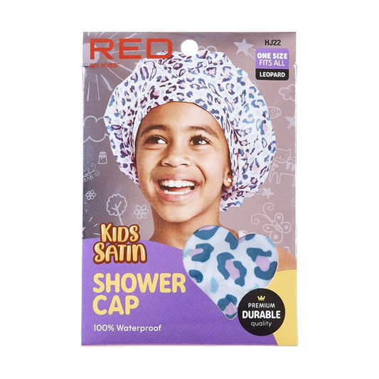 Red Kids Premium Shower Cap Leopard