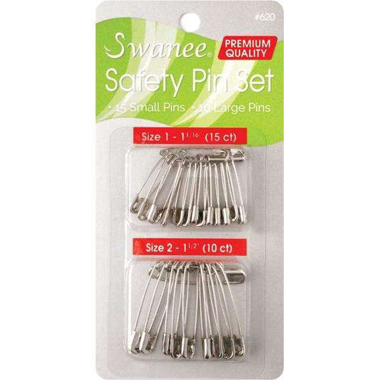 Swanee Safety Pin Assorted Size 25 ct Silver